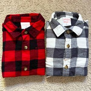 Jumping Beans 3T Plaid Flannel Shirts - set of 2 shirts.